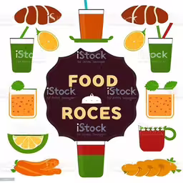 illustration with a sign saying food, foods and drinks royalty photo,food and drinks with the word food rocks in it,a bottle, glass and fruit are surrounded by foods that are labeled in the word food rocks,the words food rocks surrounded by many different foods,a poster with a glass of juice and various foods around it