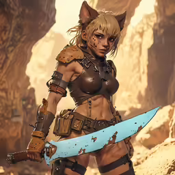 a woman dressed as a warrior with a knife