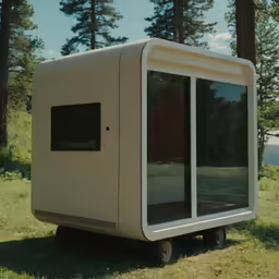 a building on wheels made to look like a home