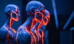 the anatomy of a male body with highlighted nervous systems