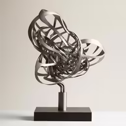 a sculpture of circles and shapes on display