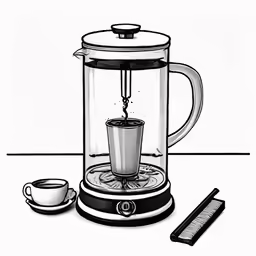 an illustration of a coffee maker on the table