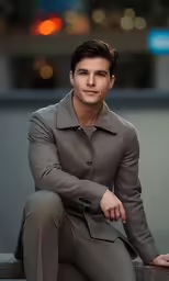 a man poses for a photo on the bench