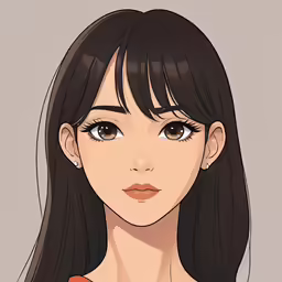 a girl with long hair and brown eyes looking at the camera