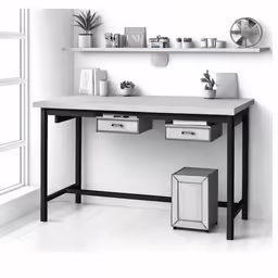 modern desk in the corner of the room