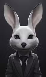 a painting of a rabbit dressed in a suit and tie