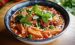 there is a bowl of food on the table