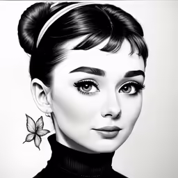 the actress wearing black clothing with a butterfly clipping on her forehead