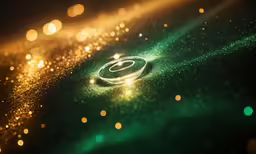 the logo is displayed on a green surface