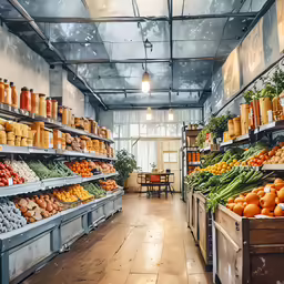 a grocery store with fresh produce on shelves