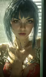 an artistic portrait of a woman that appears to be in the image