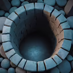 a view from above of an artisticly arranged stone structure