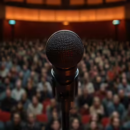 a microphone that is in front of a bunch of people
