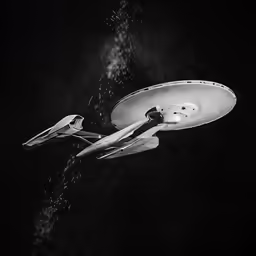 a sci - fily flying in the sky with water shooting out