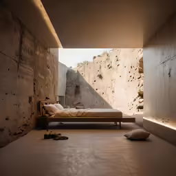 a bedroom with large wall to wall walls between the beds