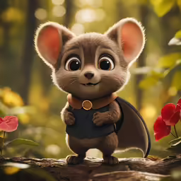 the image shows the cartoon mouse on the tree limb