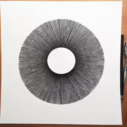 a circular of gray paper on top of a table
