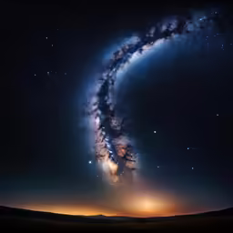 a bright, glowing star swirl in the middle of a night sky