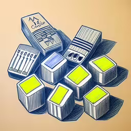 a pencil drawing of an array of different lights,drawing of different types of different colored objects,a pencil drawing of different shapes and sizes of dices,this is a drawing of different things to draw,a drawing of some different items that are being drawn