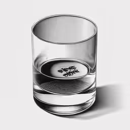 a glass sitting next to a white wall