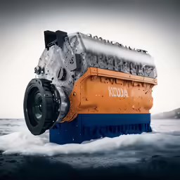 an engine on ice in the middle of the ocean