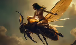 a woman on a horse is riding through the air