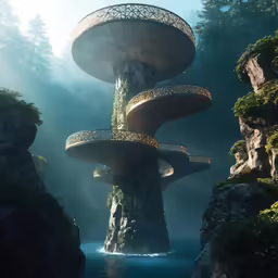 a very unusual structure with some plants growing on it