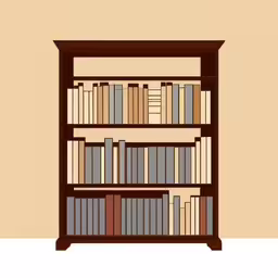 a large bookcase is empty in the corner,an illustration of a bookcase with books