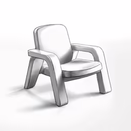a white chair with an extended arm on a white surface