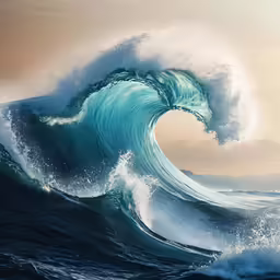 an ocean wave breaking into the air