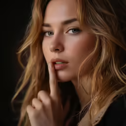 a close up of a person touching their finger