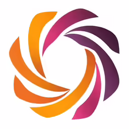 a colorful, spiral shape logo for an interior decorating firm