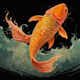 an image of a large gold fish in the water