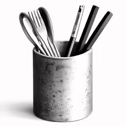 a white container with forks and knives in it