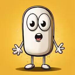 a cartooned character from a computer game of a cell phone with eyes, hands and arms on it