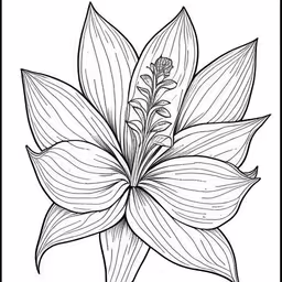 flower coloring pages that are available for coloring on paper,a flower with green leaves on it,a flower that is on the back of the card,a large flower with leaves is drawn in black and white,a flower is shown in a black and white frame