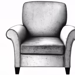 an arm chair with an upholstered seat and back rest
