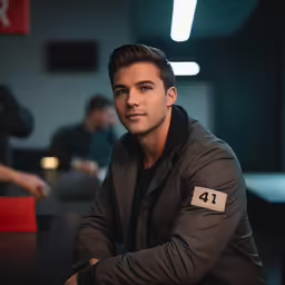 a man posing for a photo while looking at the camera