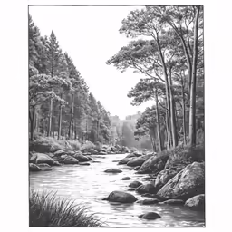 a picture of a river running through a forest