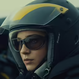 a woman with glasses and a helmet and goggles