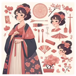 the illustrated fashion illustration from a geisha magazine