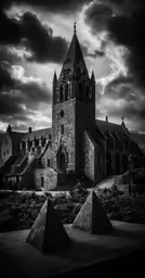 this is a beautiful black and white photograph of a church