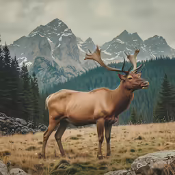 a very big pretty deer in a field