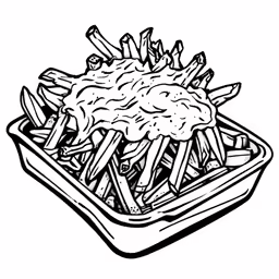 a cartoon meal with fries and some meat