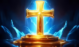 a gold cross is shown on top of an award
