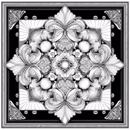 the intricate design in the square frame is a combination of black and white