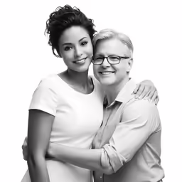 a man and woman posing for the camera
