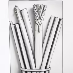 pencil drawing of a basket with some sticks
