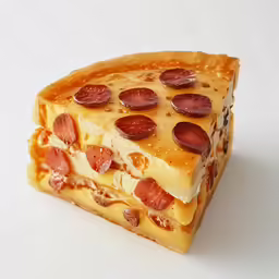 two slices of pizza sitting on a white surface