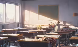 an empty desks at an empty school